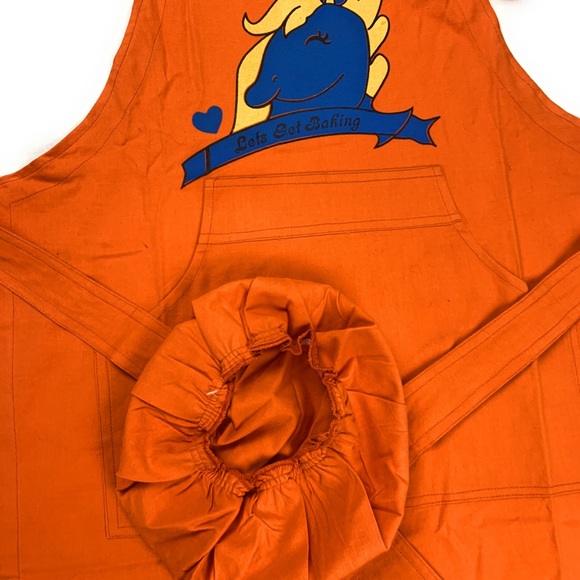 Orange bib apron and chef cap set - Picture 5 of 8